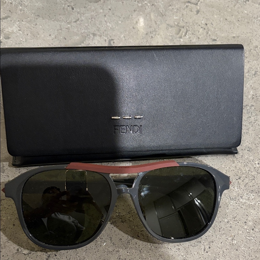 Fendi Black and Red Aviator Sunglasses